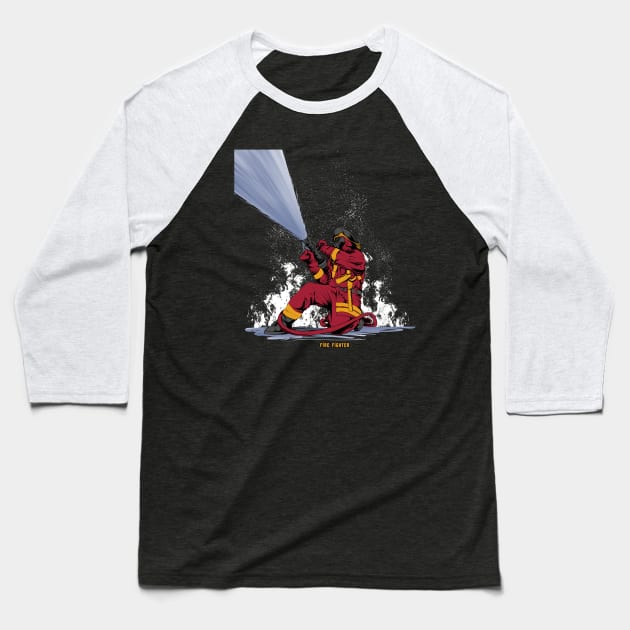 Fire Fighter Baseball T-Shirt by damnoverload